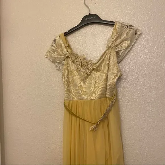 gold leotard dress Gold Sheer Mesh Dress with Leotard - Embroidered Appliques